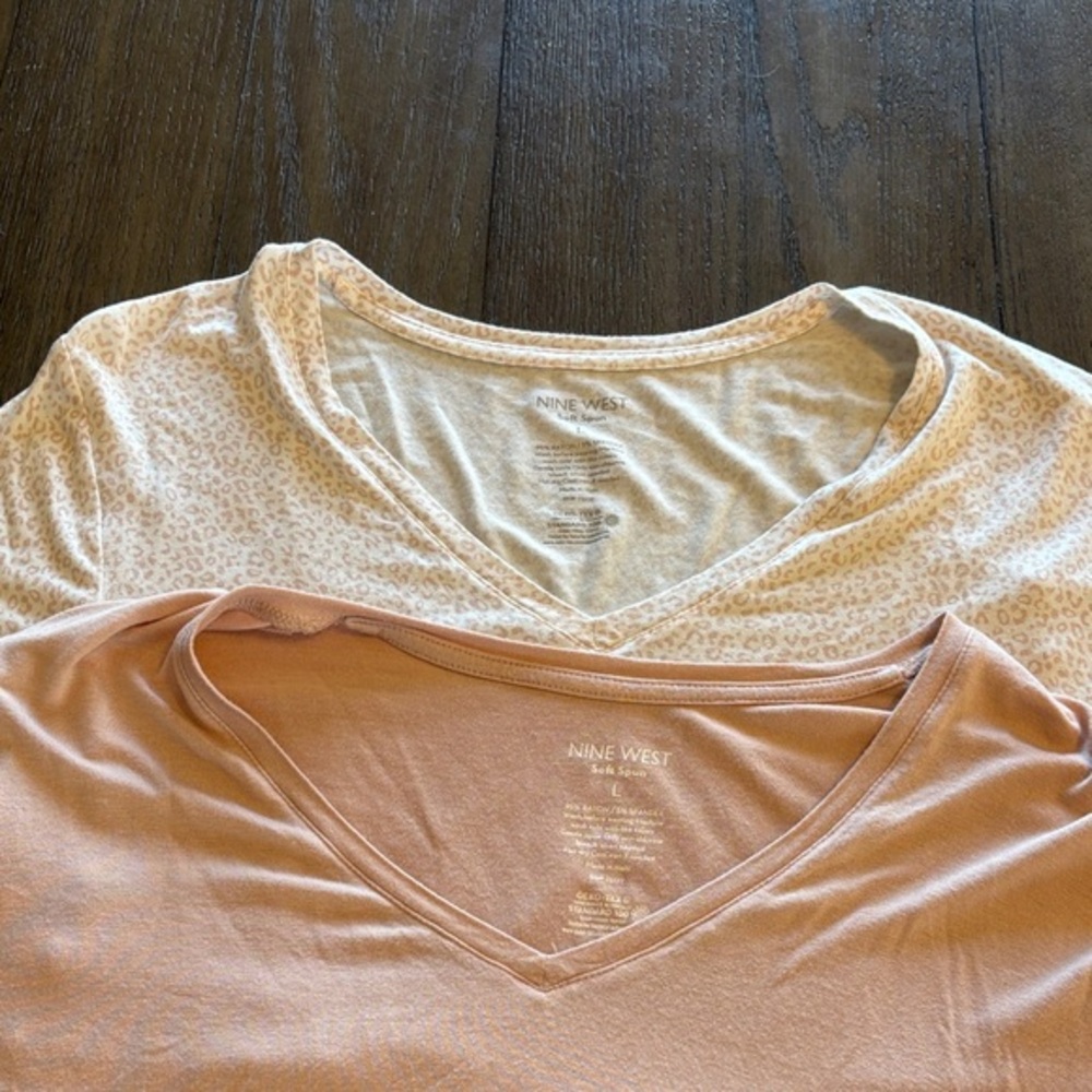 Nine West Soft Spun OEKO TEX (2)Short Sleeve TV neck t shirts large